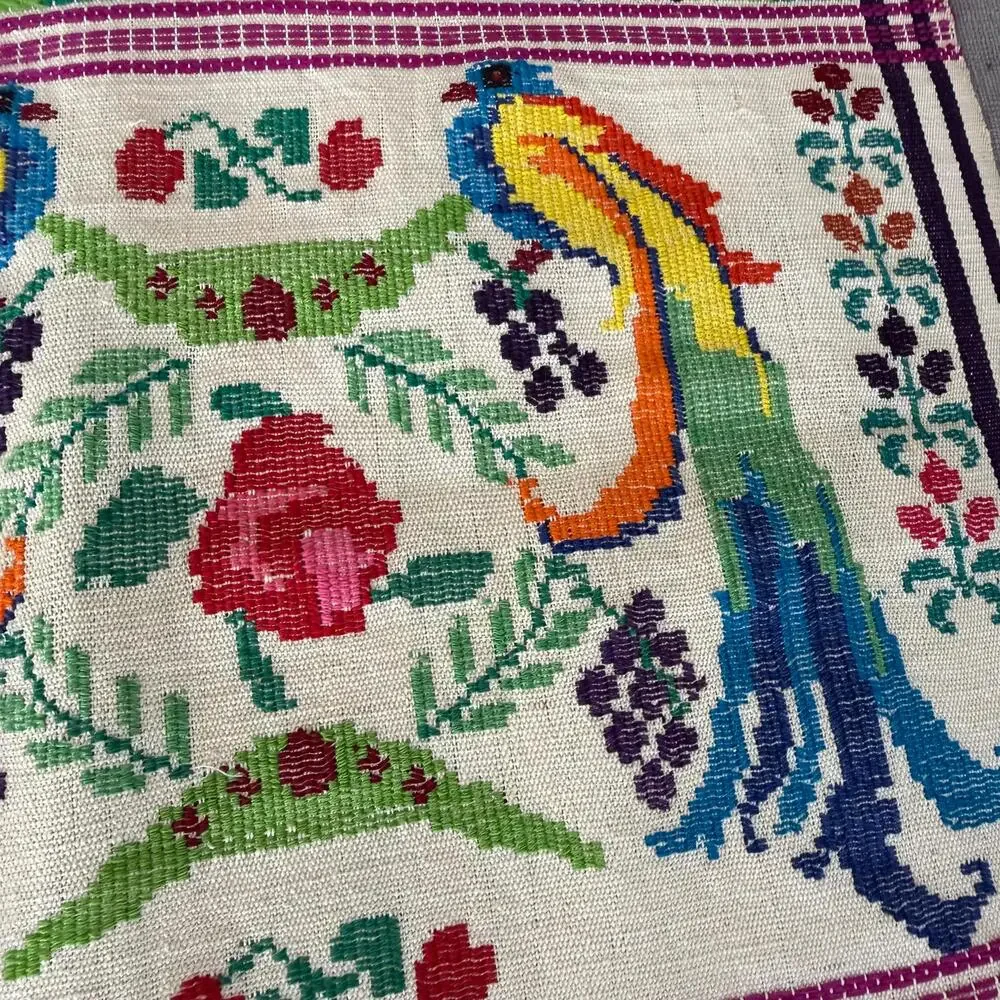 Vintage handwoven Guatemalan Mayan Textile Quetzal Bird hanging Wall Art